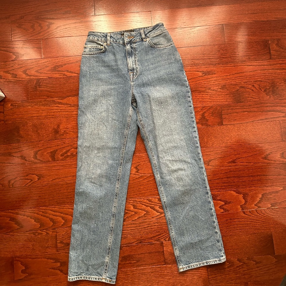 ASOS Mid Wash High Rise Straight Leg Jeans